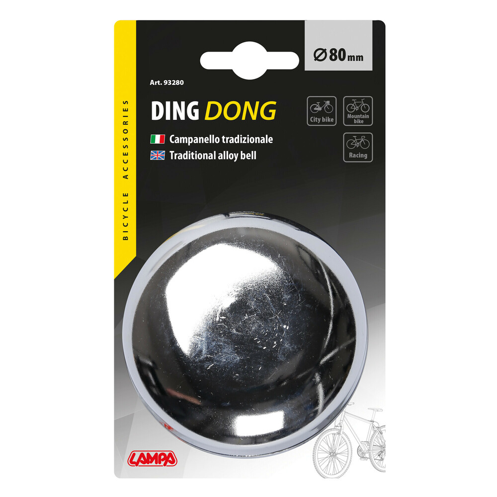 Ding-dong fietsbel van verchroomd staal Ø 80 mm #1