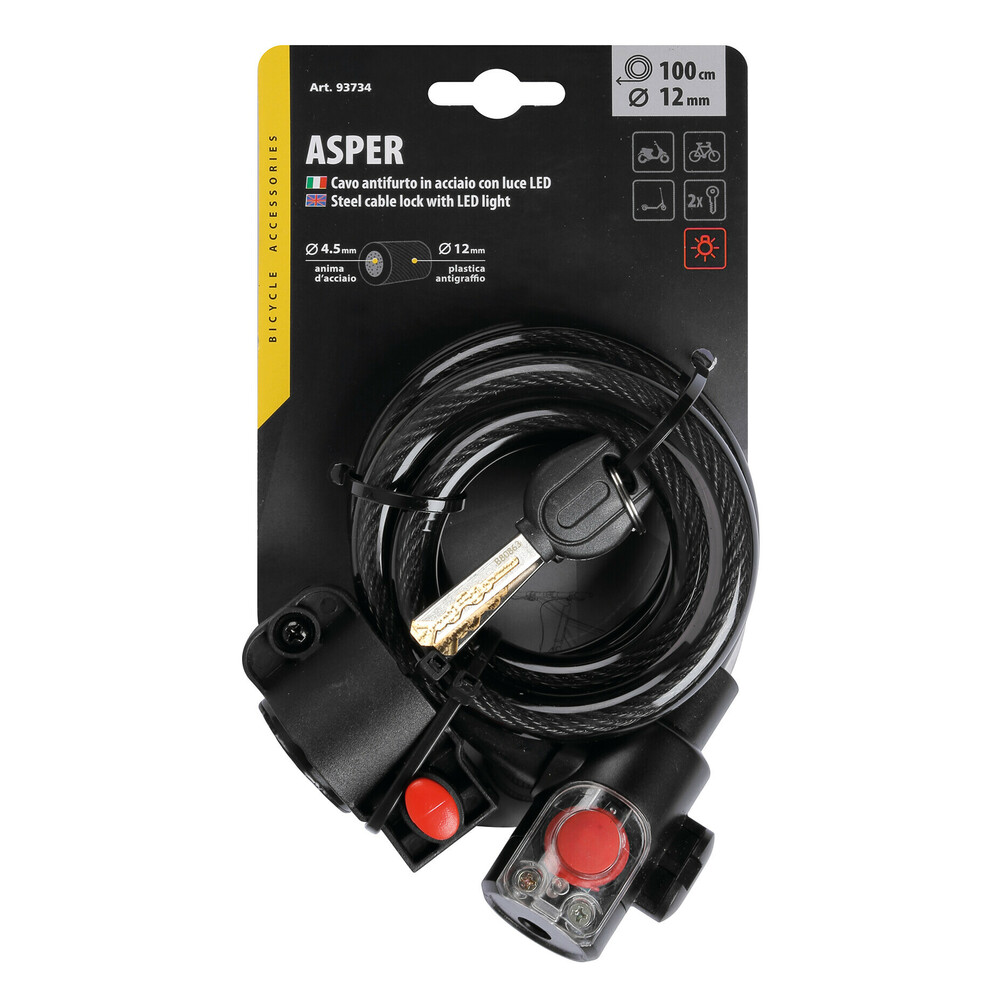 Stalen kabelslot met LED-lamp - 100 cm #2