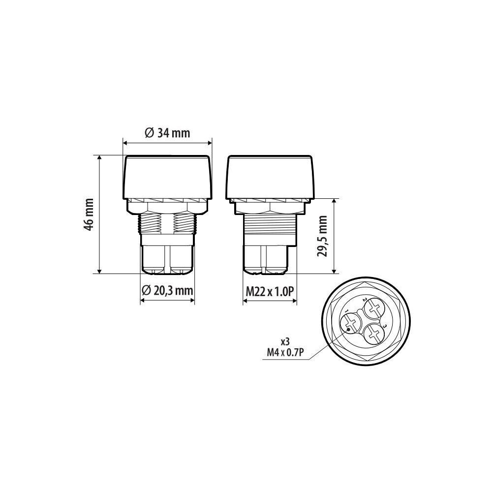 TCP Groene led-drukschakelaar 12/24V - 25A - 3-polig, tijdelijk contact #2